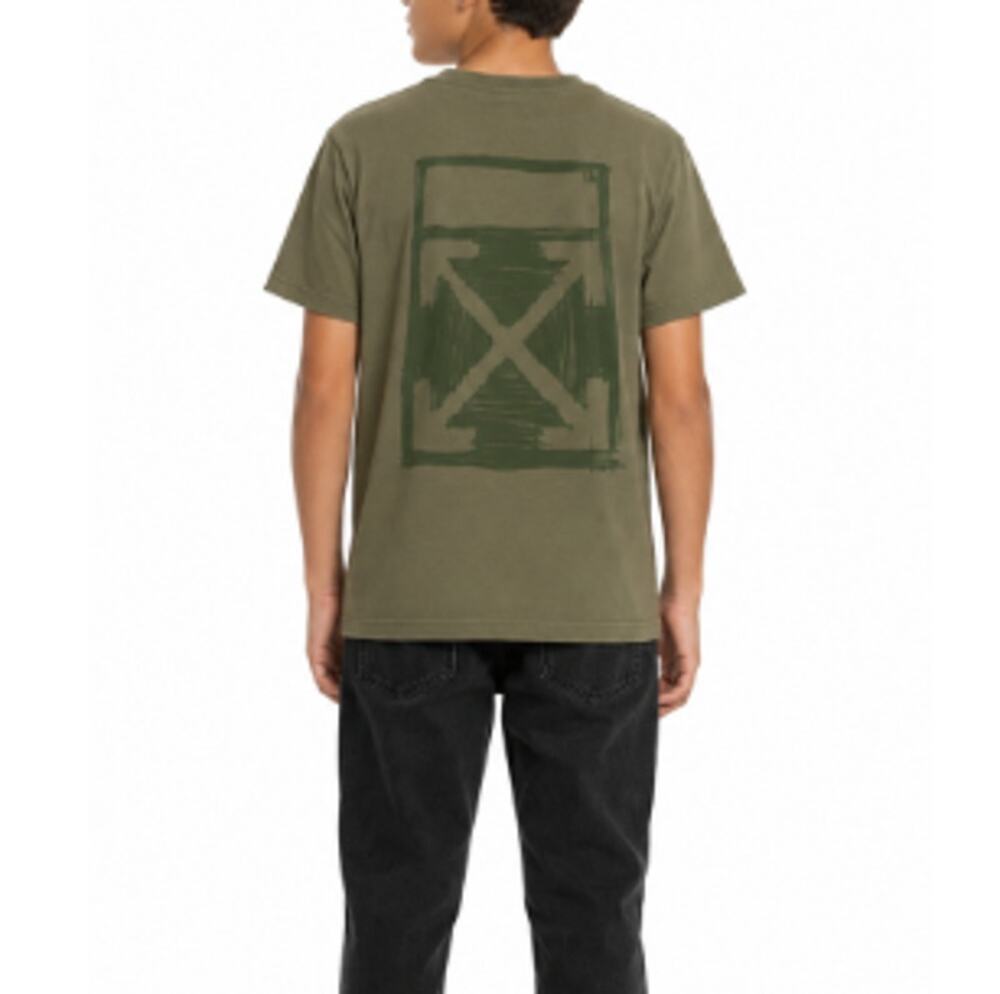 Off White Boys Army Green Scribble Graphic Basic Fit Tee Size 16
